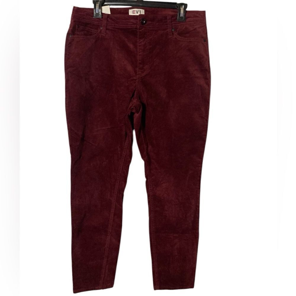 EV1 Jeans Womans Size 14 Burgundy Stretch Velvet